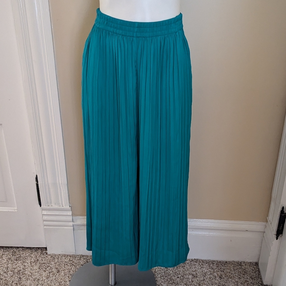 Zara teal wide leg cropped goucho pants size S